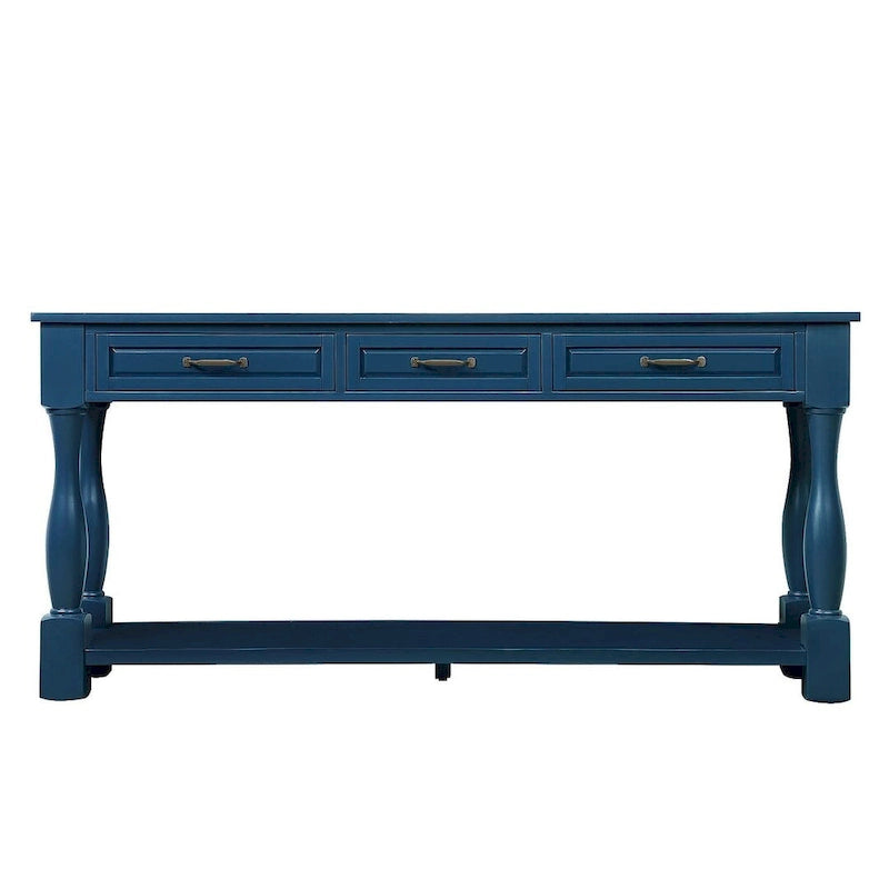 Console en bois massif de 63 po avec 3 tiroirs et 1 étagère inférieure