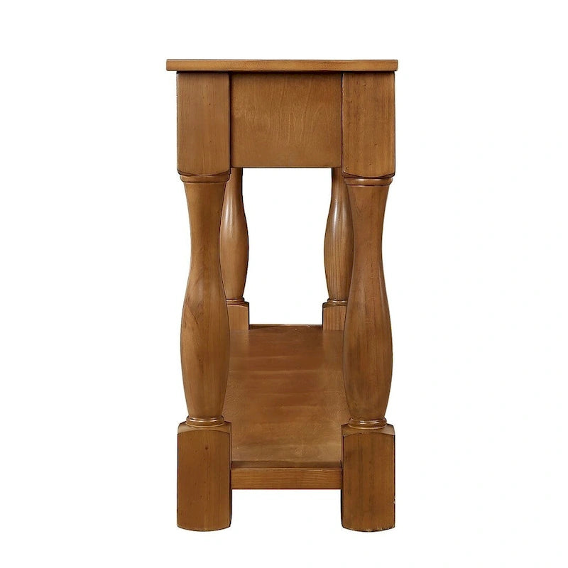Console en bois massif de 63 po avec 3 tiroirs et 1 étagère inférieure