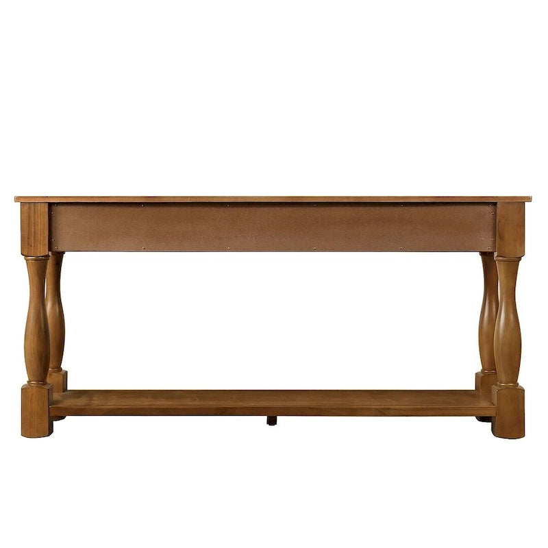 Console en bois massif de 63 po avec 3 tiroirs et 1 étagère inférieure