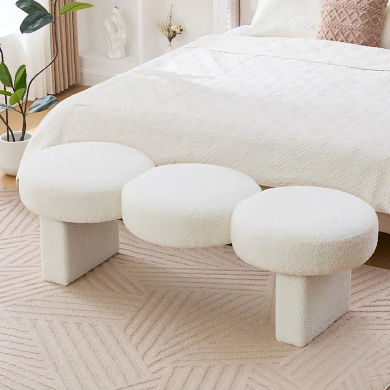 Banc de chambre rembourré en bouclé de 56,3 po de largeur pour entrée ou bout de lit - 56,3 po de L x 19,7 po de P x 17,7 po de H