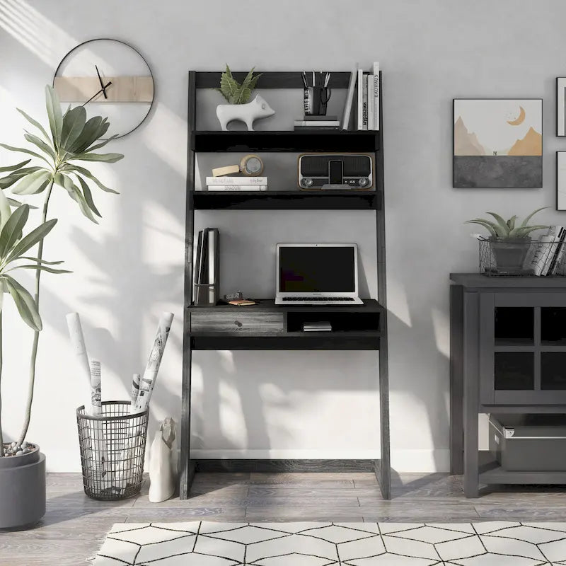Bureau mural contemporain à 2 étagères avec tiroir par