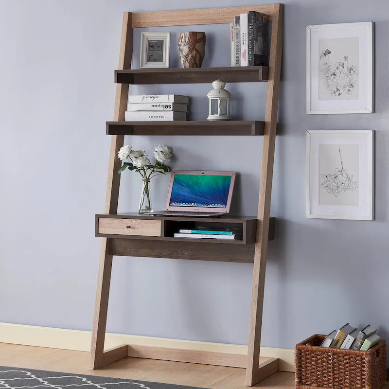 Bureau mural contemporain à 2 étagères avec tiroir par