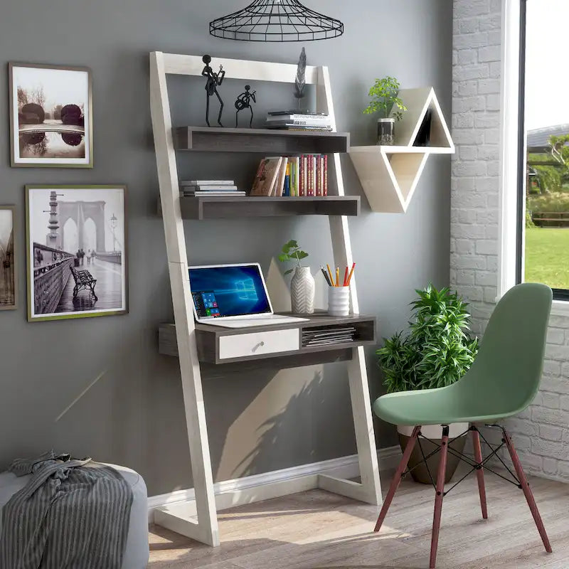 Bureau mural contemporain à 2 étagères avec tiroir par