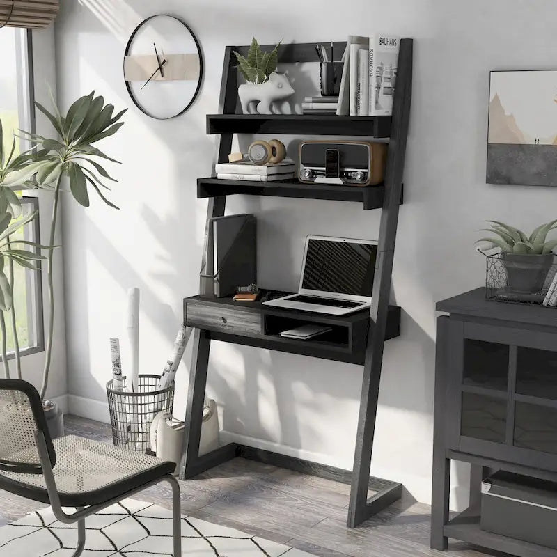 Bureau mural contemporain à 2 étagères avec tiroir par