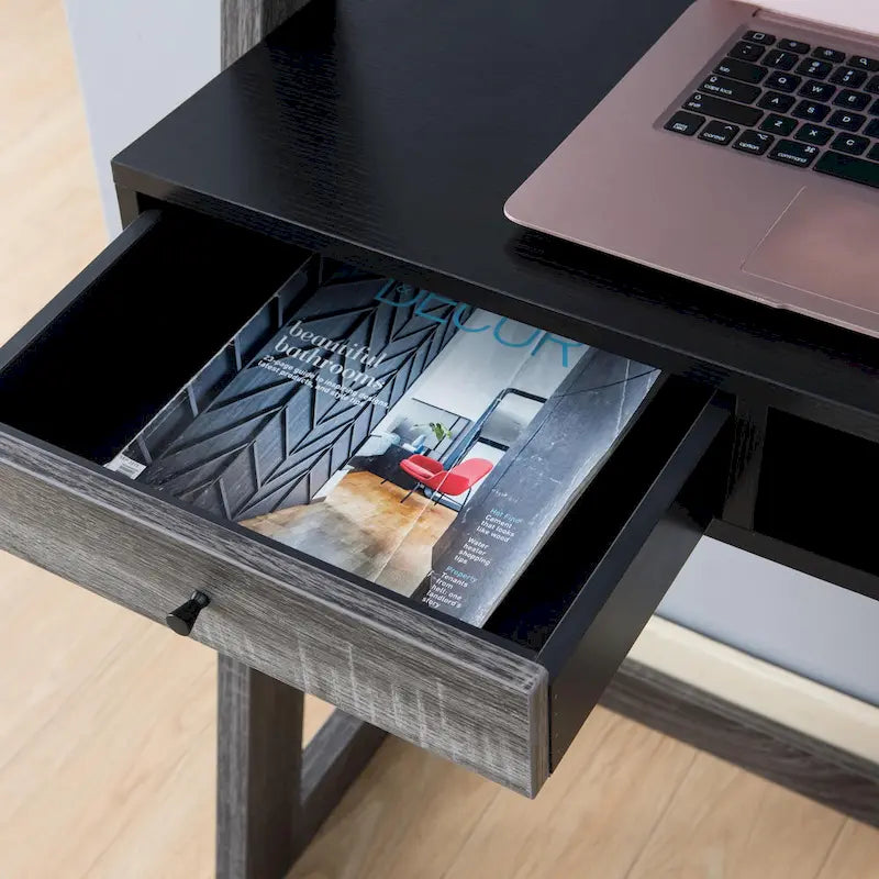 Bureau mural contemporain à 2 étagères avec tiroir par