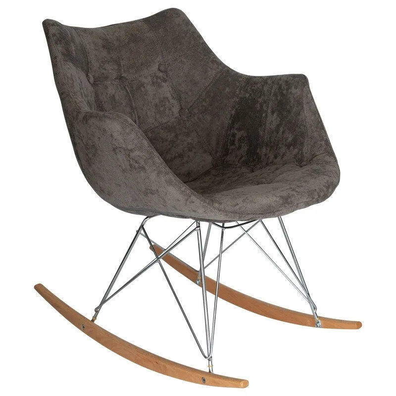 Fauteuil à bascule moderne en velours - Fauteuil d'appoint du milieu du siècle pour salon, chambre à coucher, intérieur et extérieur