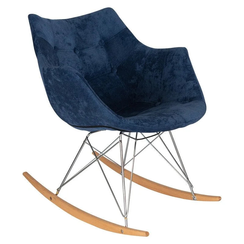 Fauteuil à bascule moderne en velours - Fauteuil d'appoint du milieu du siècle pour salon, chambre à coucher, intérieur et extérieur