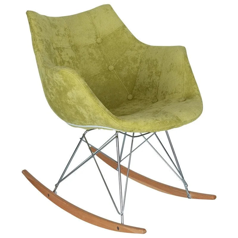 Fauteuil à bascule moderne en velours - Fauteuil d'appoint du milieu du siècle pour salon, chambre à coucher, intérieur et extérieur
