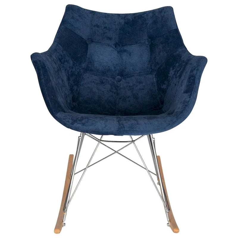 Fauteuil à bascule moderne en velours - Fauteuil d'appoint du milieu du siècle pour salon, chambre à coucher, intérieur et extérieur