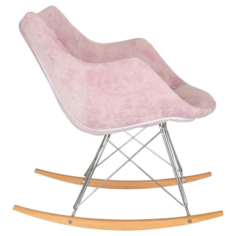 Fauteuil à bascule moderne en velours - Fauteuil d'appoint du milieu du siècle pour salon, chambre à coucher, intérieur et extérieur