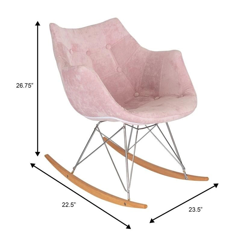 Fauteuil à bascule moderne en velours - Fauteuil d'appoint du milieu du siècle pour salon, chambre à coucher, intérieur et extérieur