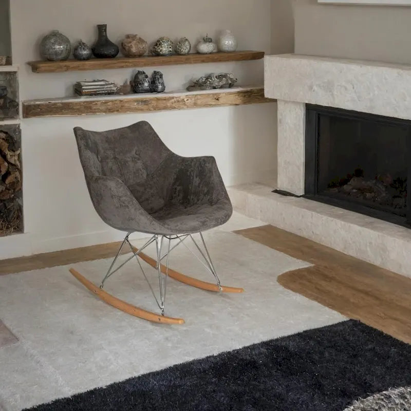 Fauteuil à bascule moderne en velours - Fauteuil d'appoint du milieu du siècle pour salon, chambre à coucher, intérieur et extérieur