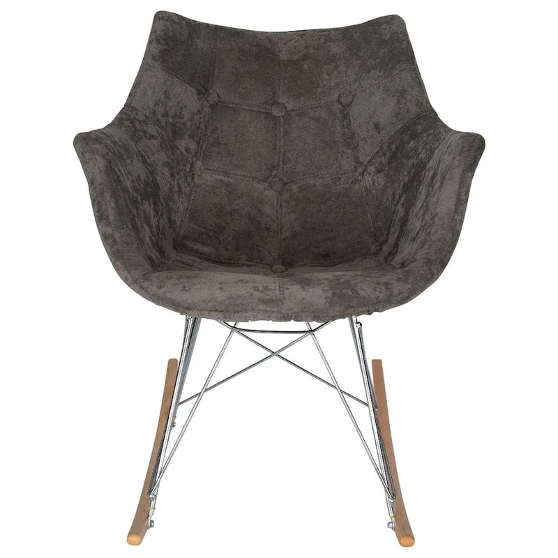 Fauteuil à bascule moderne en velours - Fauteuil d'appoint du milieu du siècle pour salon, chambre à coucher, intérieur et extérieur
