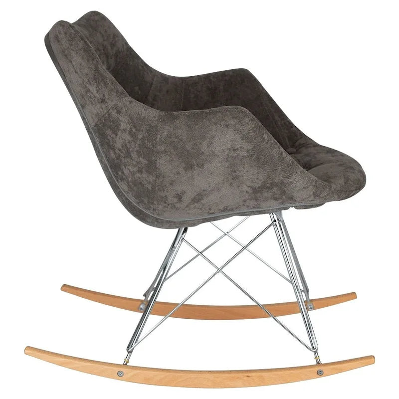 Fauteuil à bascule moderne en velours - Fauteuil d'appoint du milieu du siècle pour salon, chambre à coucher, intérieur et extérieur