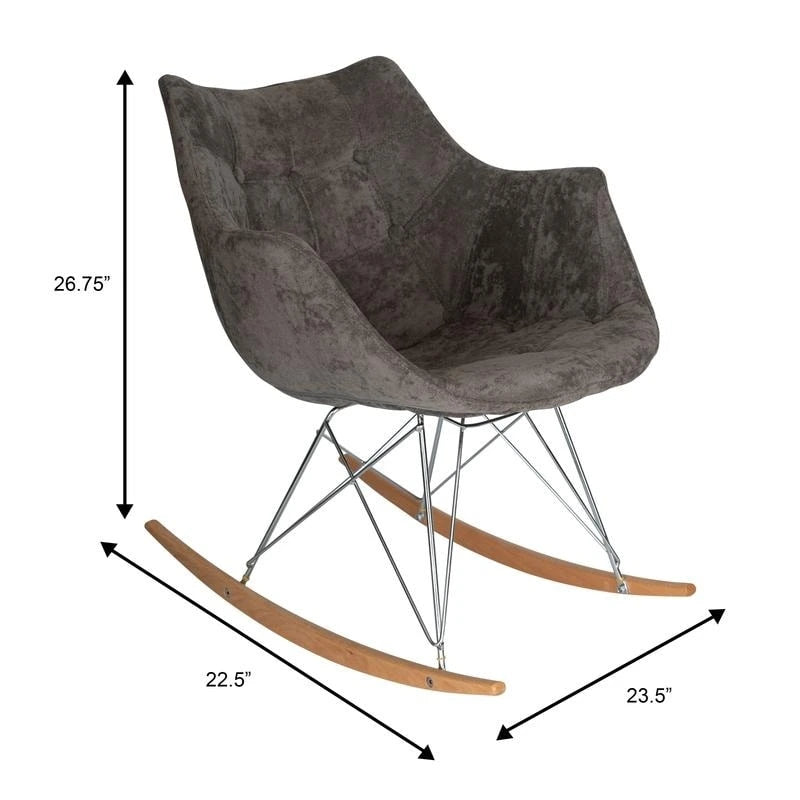 Fauteuil à bascule moderne en velours - Fauteuil d'appoint du milieu du siècle pour salon, chambre à coucher, intérieur et extérieur