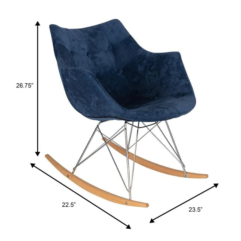 Fauteuil à bascule moderne en velours - Fauteuil d'appoint du milieu du siècle pour salon, chambre à coucher, intérieur et extérieur