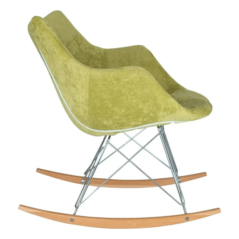 Fauteuil à bascule moderne en velours - Fauteuil d'appoint du milieu du siècle pour salon, chambre à coucher, intérieur et extérieur