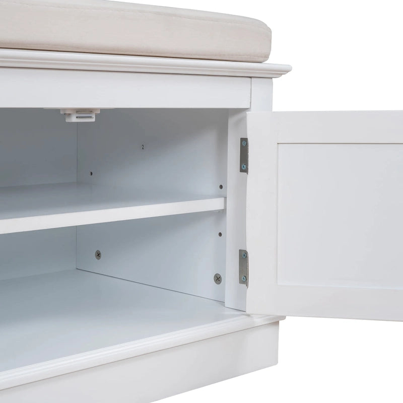 Banc de rangement avec 4 portes et étagères réglables
