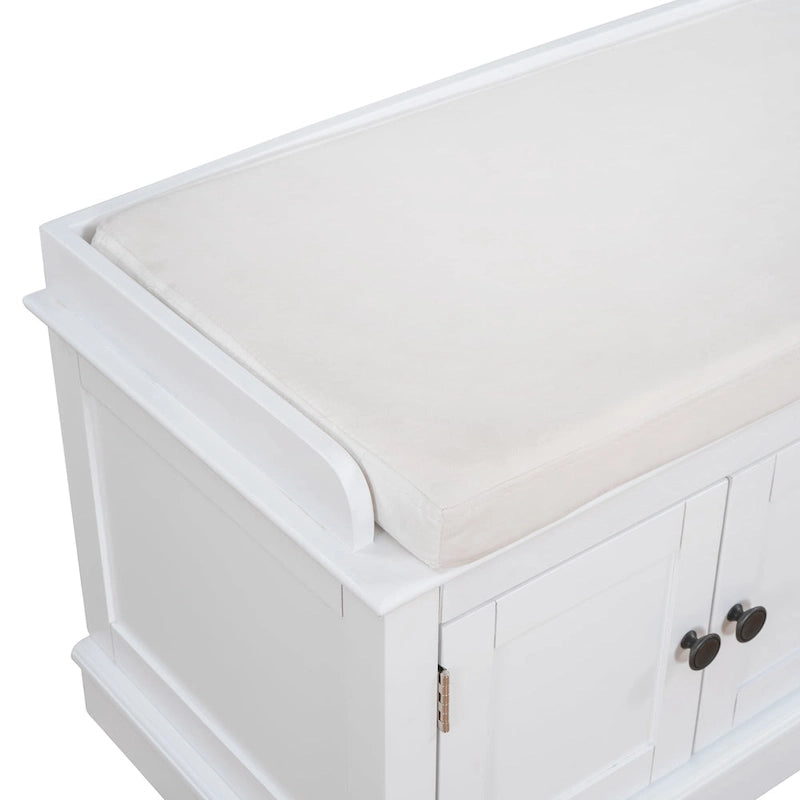 Banc de rangement avec 4 portes et étagères réglables