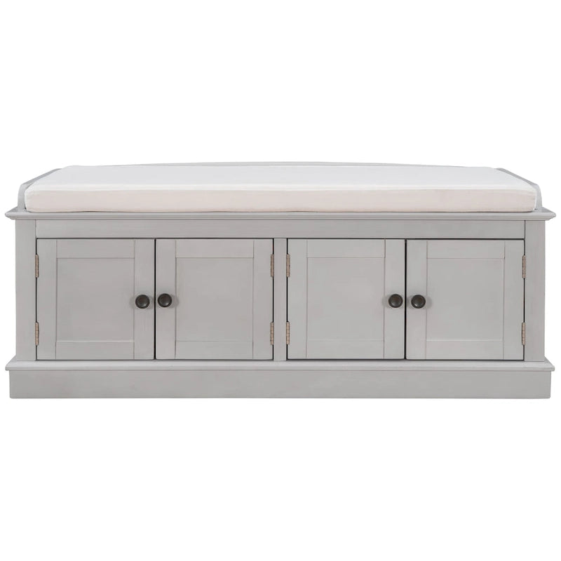 Banc de rangement avec 4 portes et étagères réglables