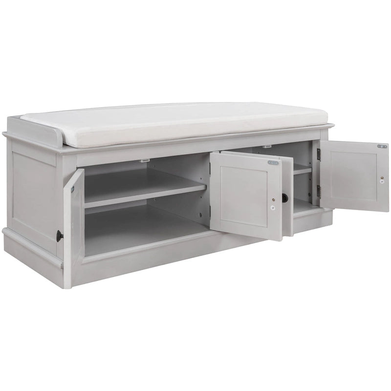 Banc de rangement avec 4 portes et étagères réglables