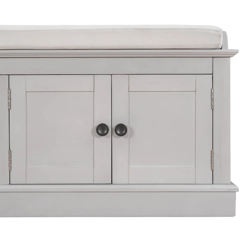 Banc de rangement avec 4 portes et étagères réglables