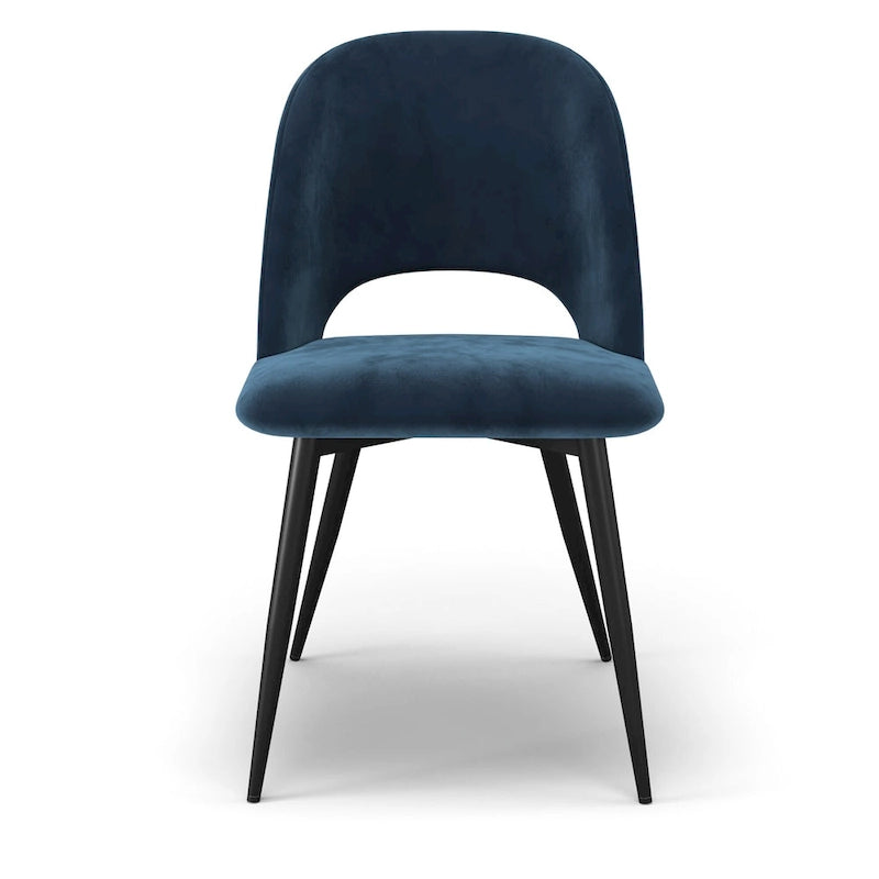Chaise d'appoint en velours pieds noirs (Lot de 2)