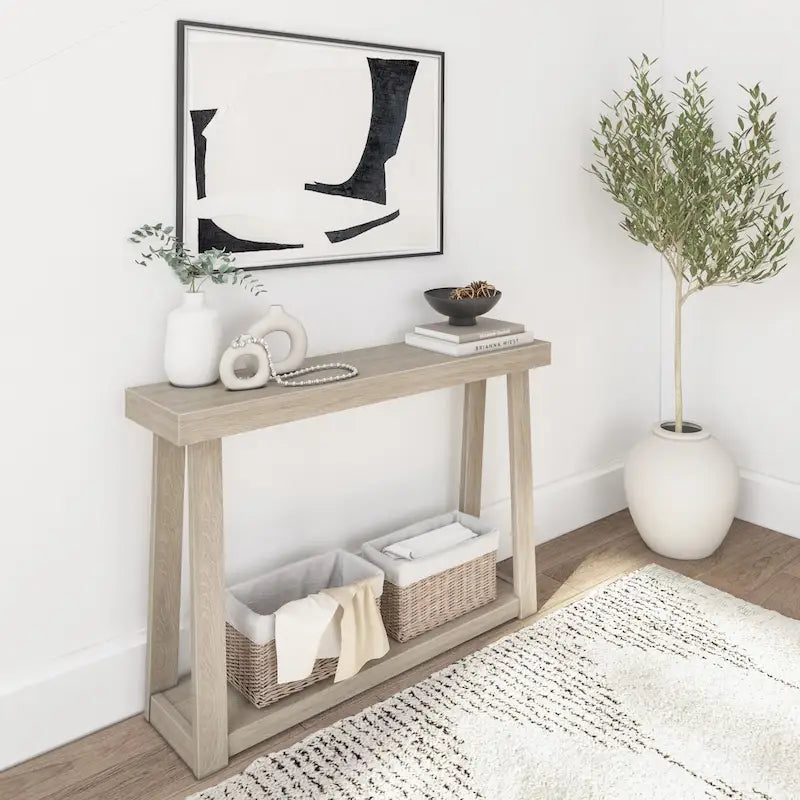 Console classique Plank et Beam avec étagère - 46