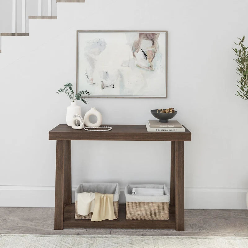 Console classique Plank et Beam avec étagère - 46