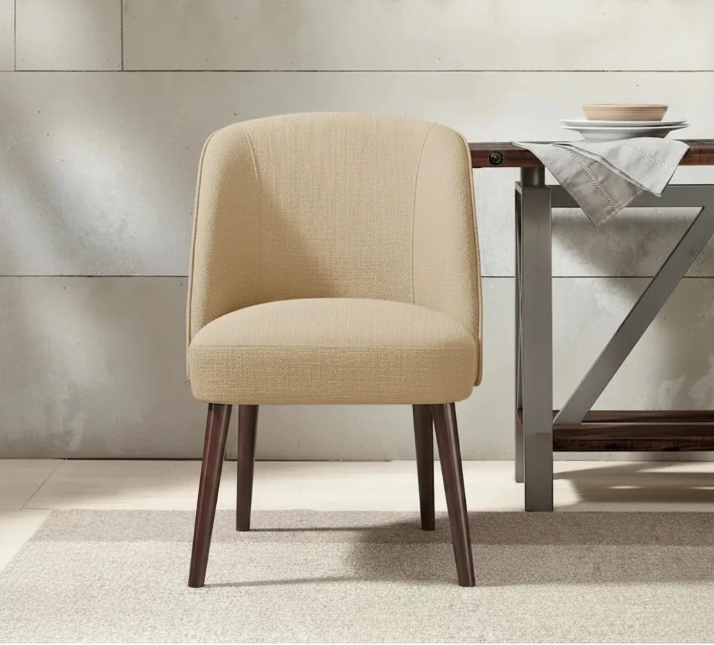 Madison Park Larkin Natural Rounded Back Dining Chair - 22.25w x 24.5d x 34.6h