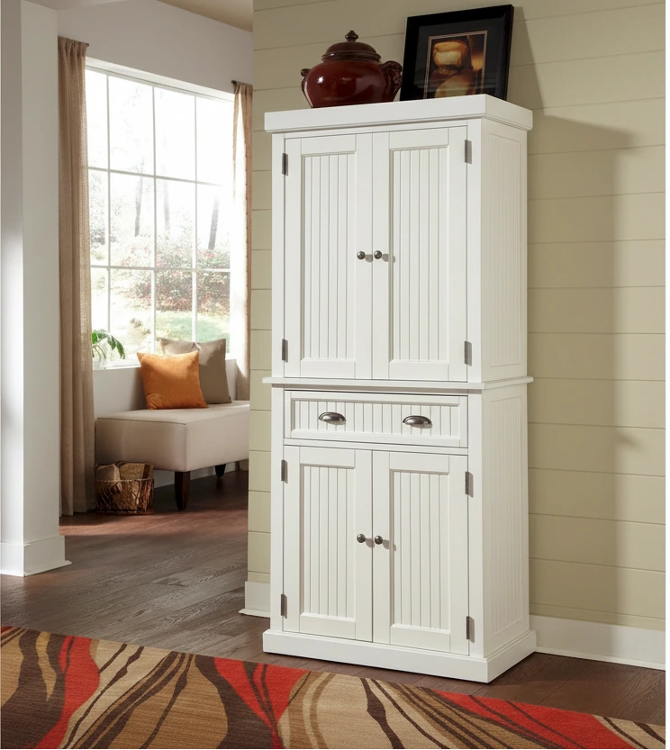 Homestyles Nantucket Sanded Off-White Pantry with Four Doors - N/A