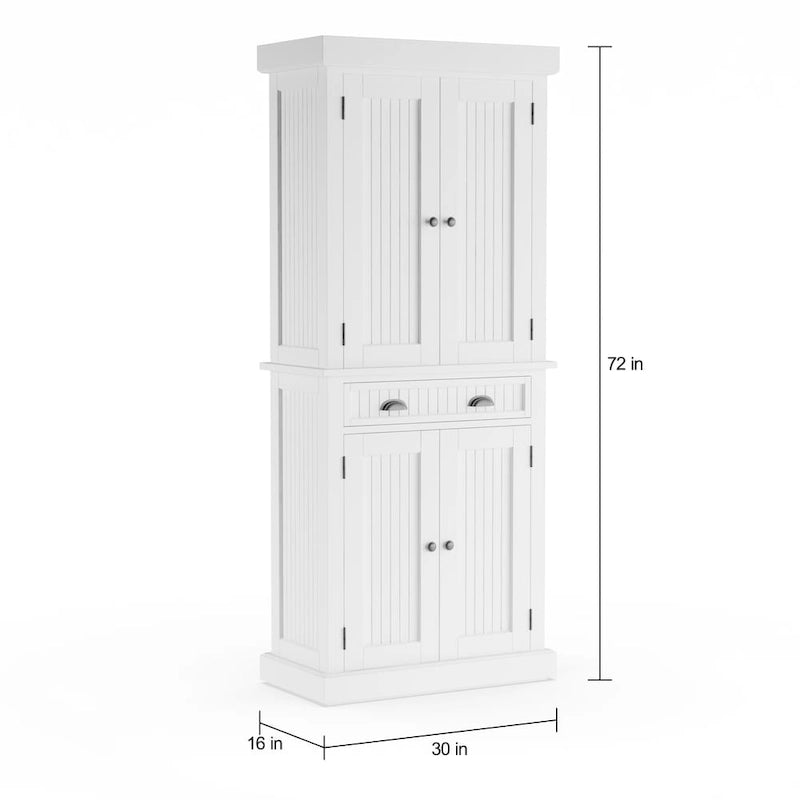 Garde-manger poncé blanc cassé avec quatre portes - S/O