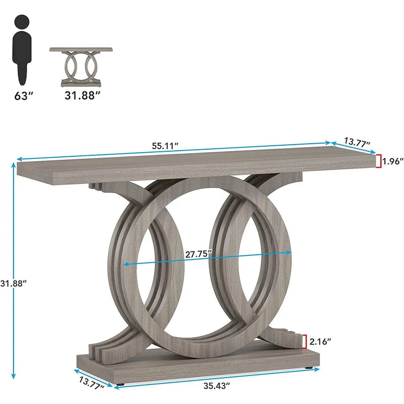 55 Table console, Table d'entrée en bois pour salon