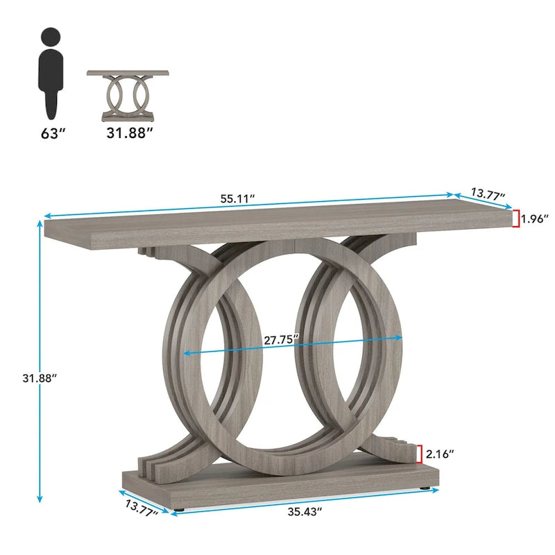 55 Table console, Table d'entrée en bois pour salon