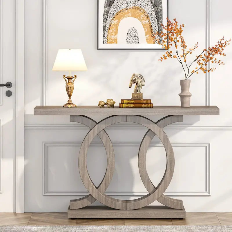 55 Table console, Table d'entrée en bois pour salon