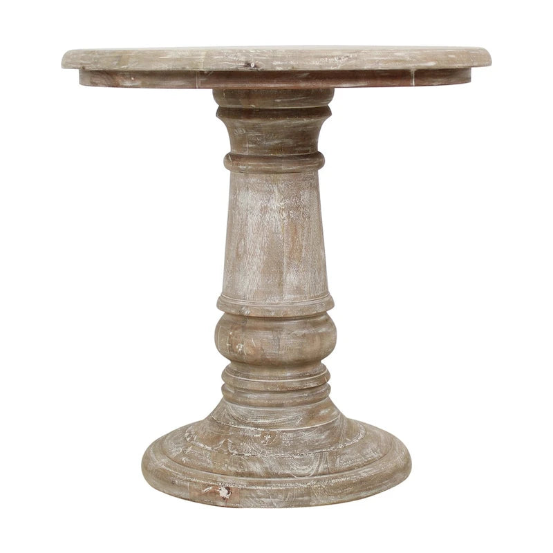 Table d'appoint ronde en bois de manguier naturel