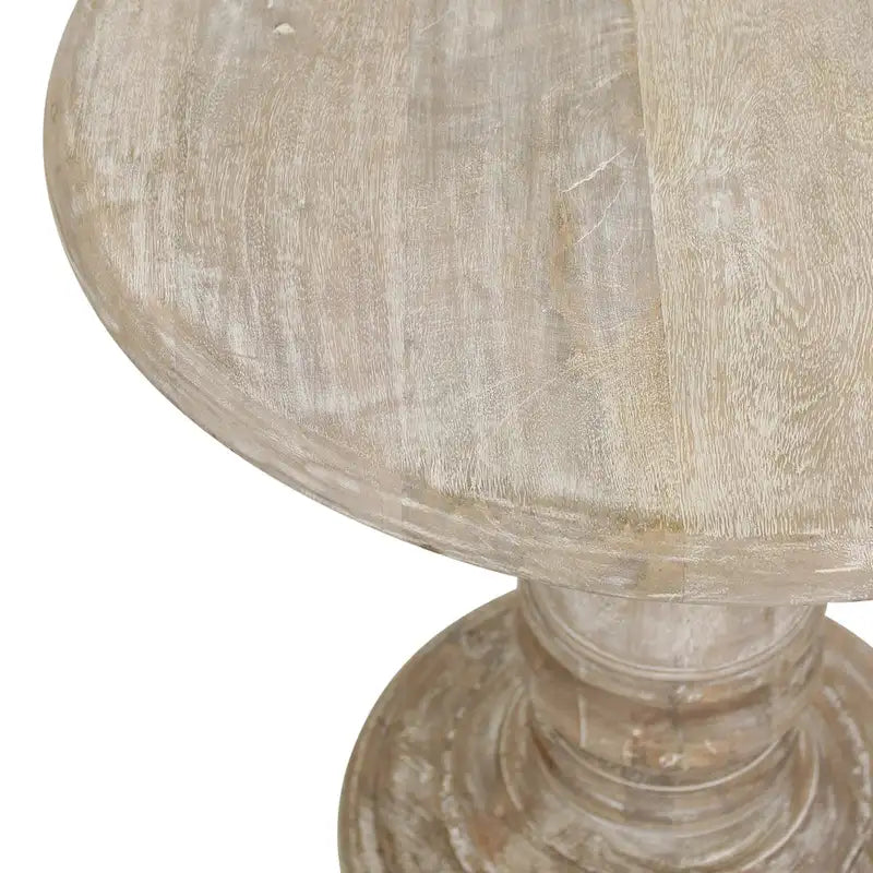 Table d'appoint ronde en bois de manguier naturel