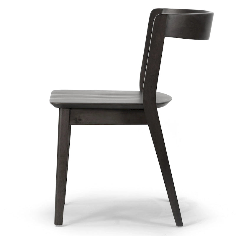 Lot de 2 chaises Astor en bois massif noir avec dossier courbé