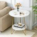 Table d'appoint avec étagères en marbre et or