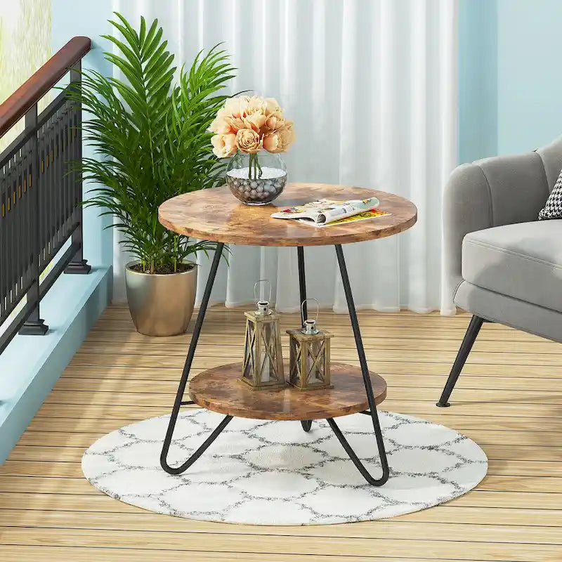 Table d'appoint avec étagères en marbre et or
