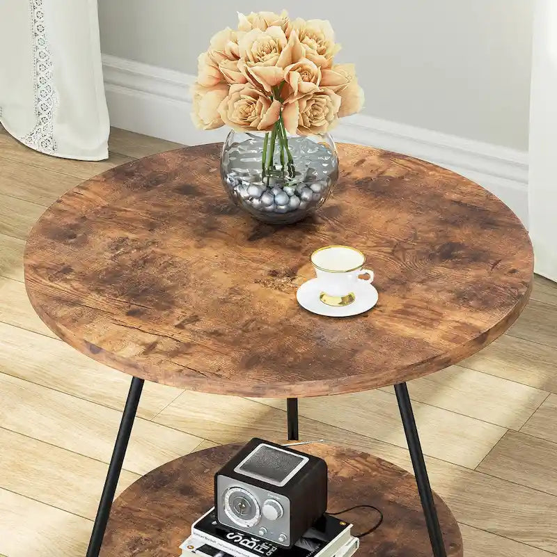 Table d'appoint avec étagères en marbre et or