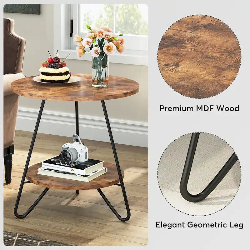 Table d'appoint avec étagères en marbre et or