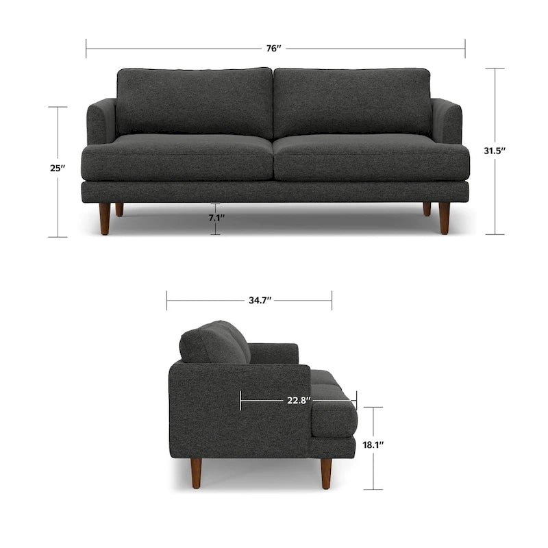 Canapé moderne du milieu du siècle de 76 pouces de large