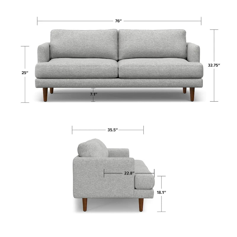 Canapé moderne du milieu du siècle de 76 pouces de large
