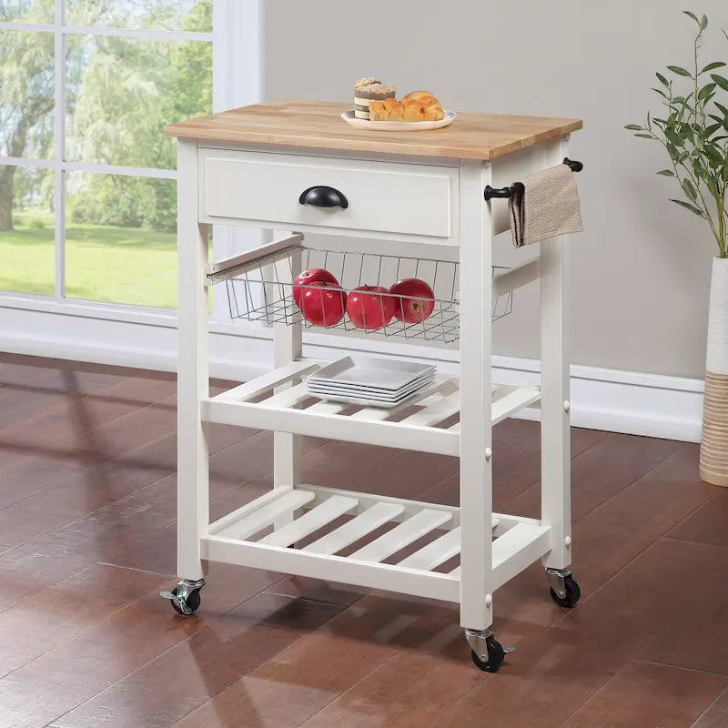 Desserte de cuisine roulante avec étagères de rangement et roues – Îlot utilitaire portable pour cuisine ou salle à manger