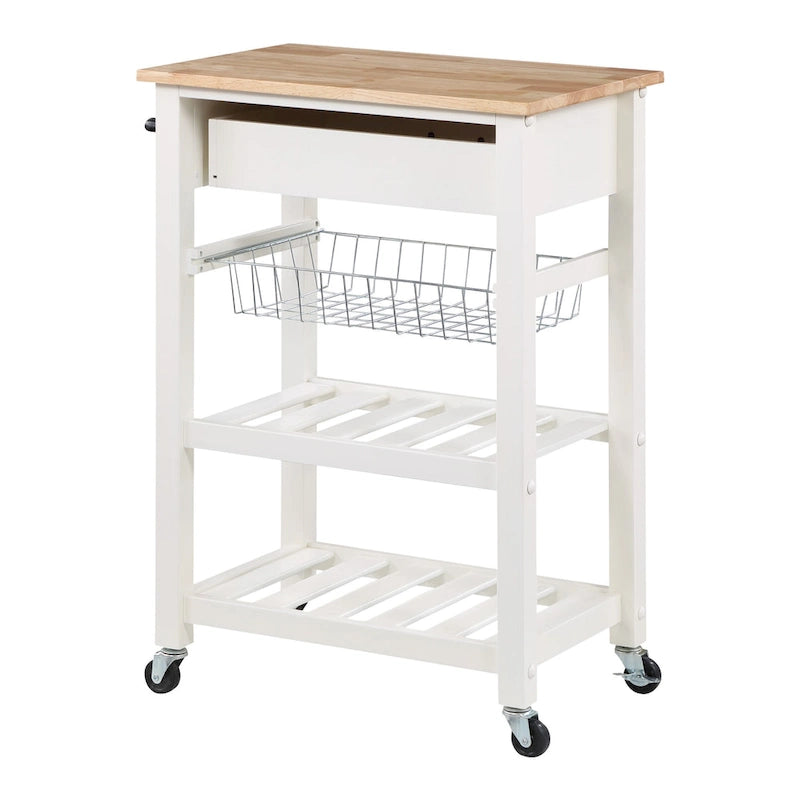 Desserte de cuisine roulante avec étagères de rangement et roues – Îlot utilitaire portable pour cuisine ou salle à manger