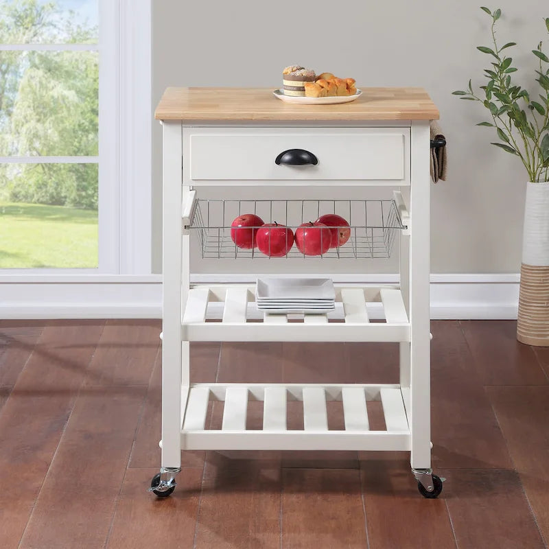 Desserte de cuisine roulante avec étagères de rangement et roues – Îlot utilitaire portable pour cuisine ou salle à manger