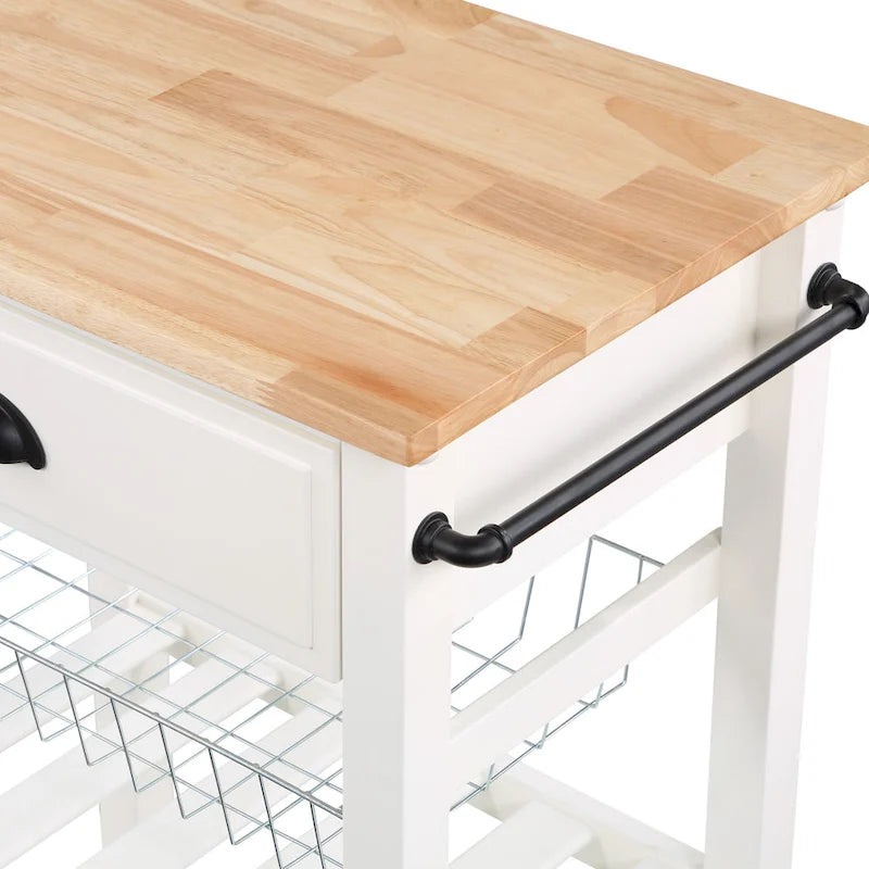 Desserte de cuisine roulante avec étagères de rangement et roues – Îlot utilitaire portable pour cuisine ou salle à manger
