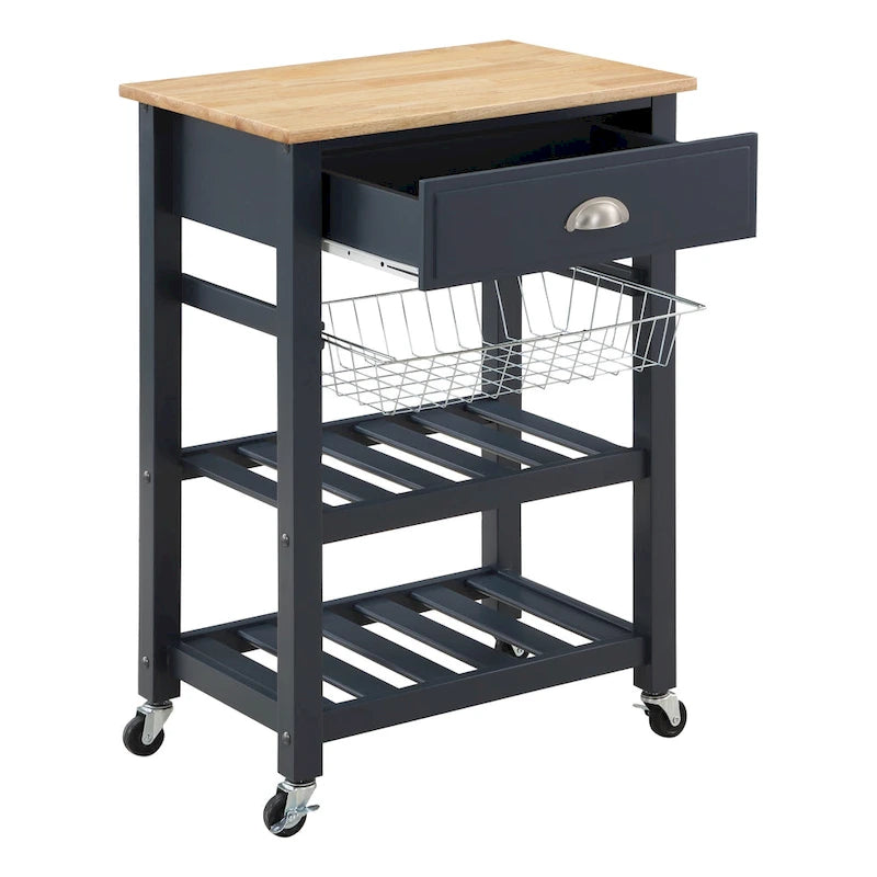 Desserte de cuisine roulante avec étagères de rangement et roues – Îlot utilitaire portable pour cuisine ou salle à manger