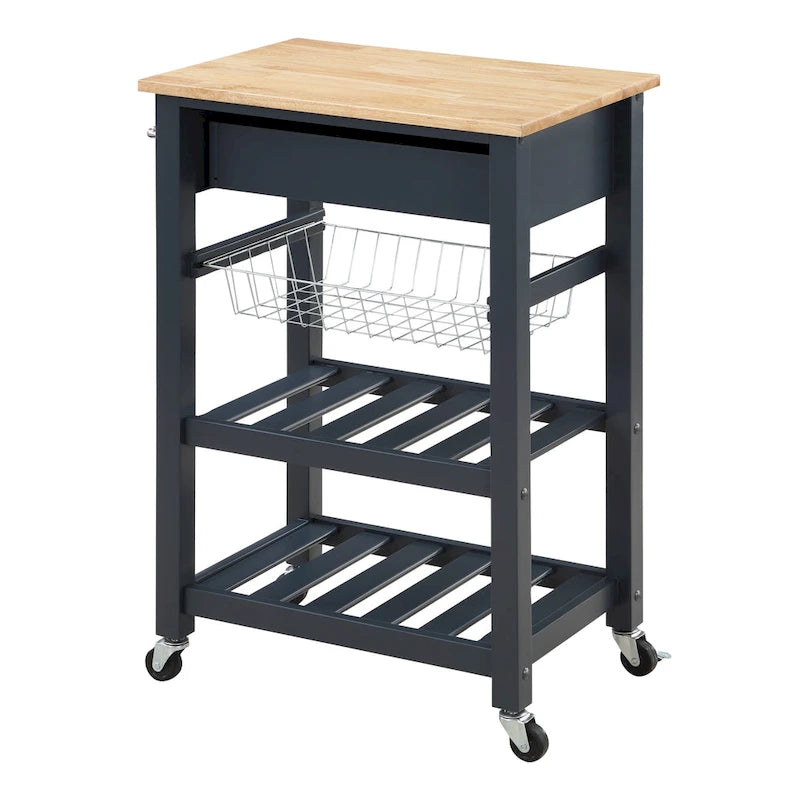 Desserte de cuisine roulante avec étagères de rangement et roues – Îlot utilitaire portable pour cuisine ou salle à manger